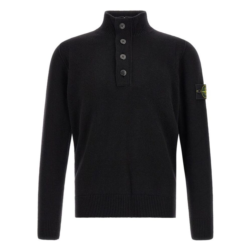 Stone Island Black Virgin Wool Men's Cardigan